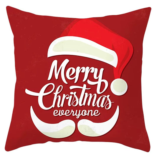 Red Christmas Pillow Case Snowflakes Trees Print Pillow Cushion Cases Christmas Decorative Sofa Couch Throw Pillows Case