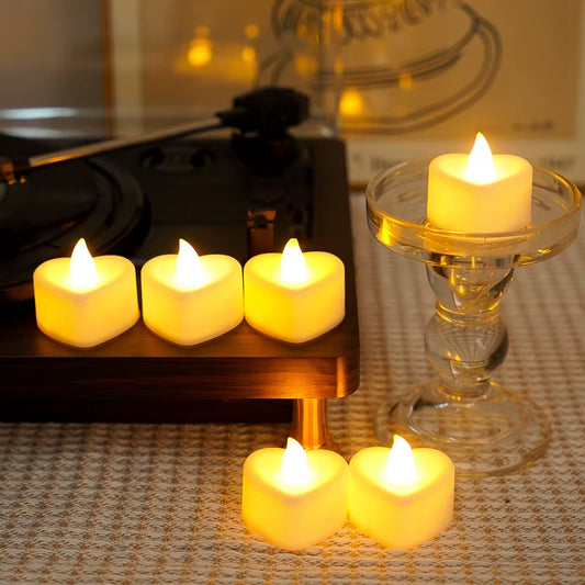 LED Flameless Heart-Shaped Candle Lights