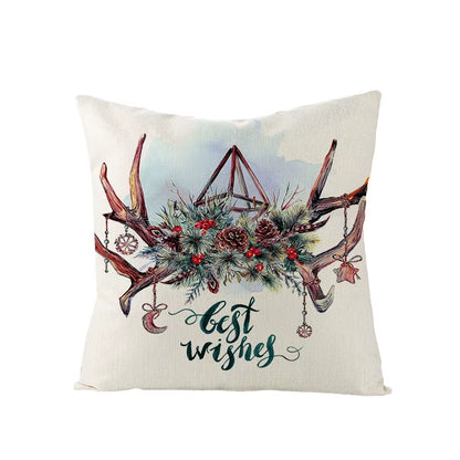45X45CM Linen Christmas Print Pillows Case Livingroom Sofa Couch Decorative Throw Pillows
