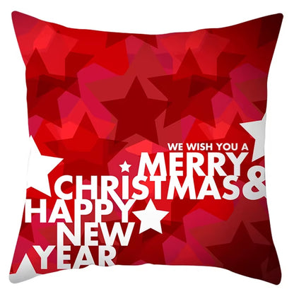 Red Christmas Pillow Case Snowflakes Trees Print Pillow Cushion Cases Christmas Decorative Sofa Couch Throw Pillows Case
