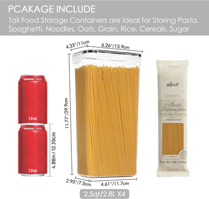 Airtight Food Storage Containers with Lids, Containers for Pantry Organization and Storage, BPA Free Kitchen Canisters for Spaghetti, Flour, Sugar and Noodles