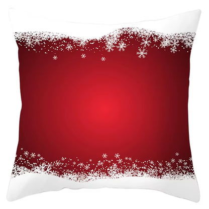 Red Christmas Pillow Case Snowflakes Trees Print Pillow Cushion Cases Christmas Decorative Sofa Couch Throw Pillows Case