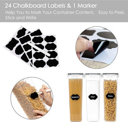 Airtight Food Storage Containers with Lids, Containers for Pantry Organization and Storage, BPA Free Kitchen Canisters for Spaghetti, Flour, Sugar and Noodles