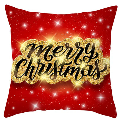 Red Christmas Pillow Case Snowflakes Trees Print Pillow Cushion Cases Christmas Decorative Sofa Couch Throw Pillows Case