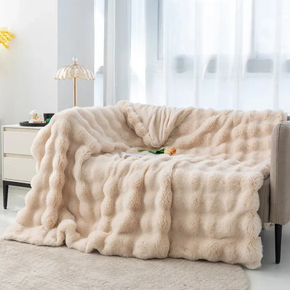 Winter Luxury Imitation Fur Plush Blanket Warm Super Soft Blankets Bed Sofa Cover Fluffy Throw Blanket Bedroom Couch Pillowcase
