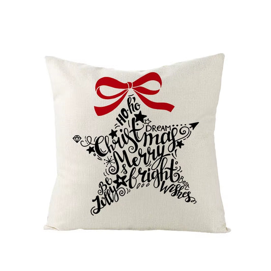 45X45CM Linen Christmas Print Pillows Case Livingroom Sofa Couch Decorative Throw Pillows