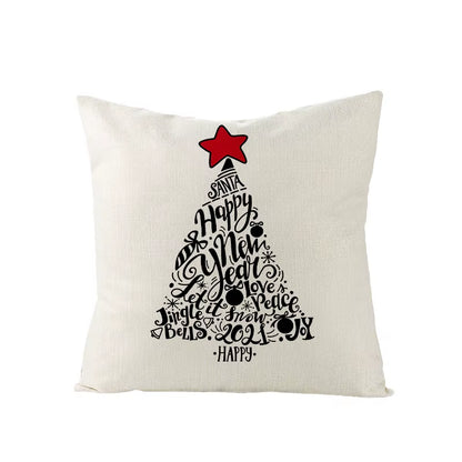 45X45CM Linen Christmas Print Pillows Case Livingroom Sofa Couch Decorative Throw Pillows