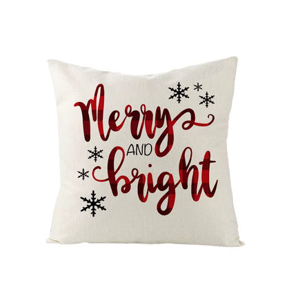 45X45CM Linen Christmas Print Pillows Case Livingroom Sofa Couch Decorative Throw Pillows