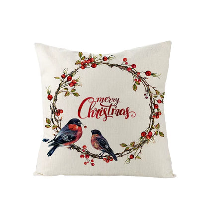 45X45CM Linen Christmas Print Pillows Case Livingroom Sofa Couch Decorative Throw Pillows