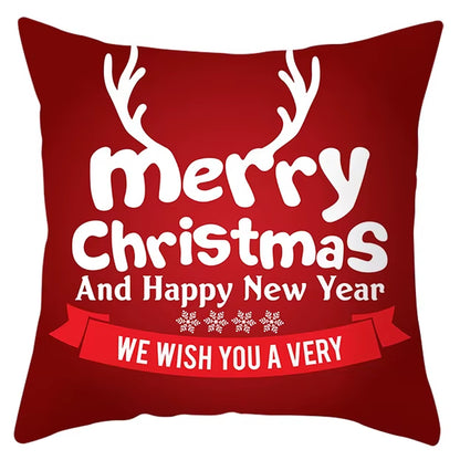 Red Christmas Pillow Case Snowflakes Trees Print Pillow Cushion Cases Christmas Decorative Sofa Couch Throw Pillows Case