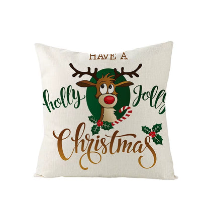45X45CM Linen Christmas Print Pillows Case Livingroom Sofa Couch Decorative Throw Pillows