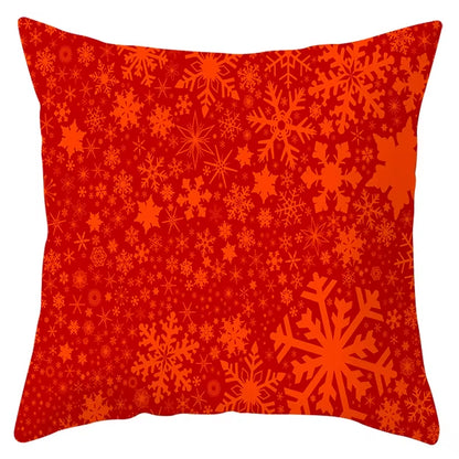Red Christmas Pillow Case Snowflakes Trees Print Pillow Cushion Cases Christmas Decorative Sofa Couch Throw Pillows Case