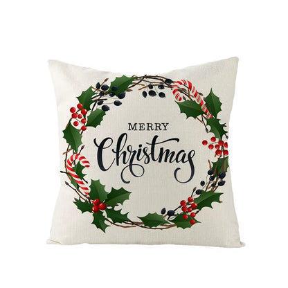 45X45CM Linen Christmas Print Pillows Case Livingroom Sofa Couch Decorative Throw Pillows