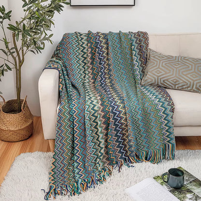 Battilo Boho Throw Blanket Lightweight Knit Throw with Tassels Bohemian Woven Sofa Blankets Soft Bed Plaid Decorative Blanket