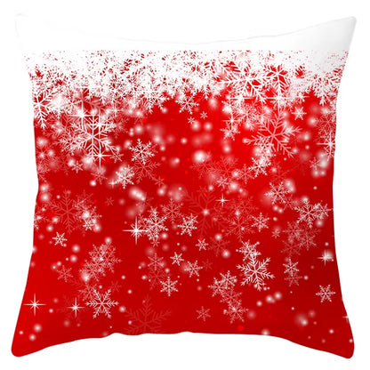 Red Christmas Pillow Case Snowflakes Trees Print Pillow Cushion Cases Christmas Decorative Sofa Couch Throw Pillows Case