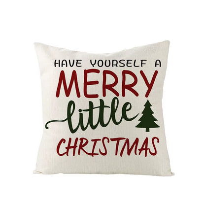 45X45CM Linen Christmas Print Pillows Case Livingroom Sofa Couch Decorative Throw Pillows